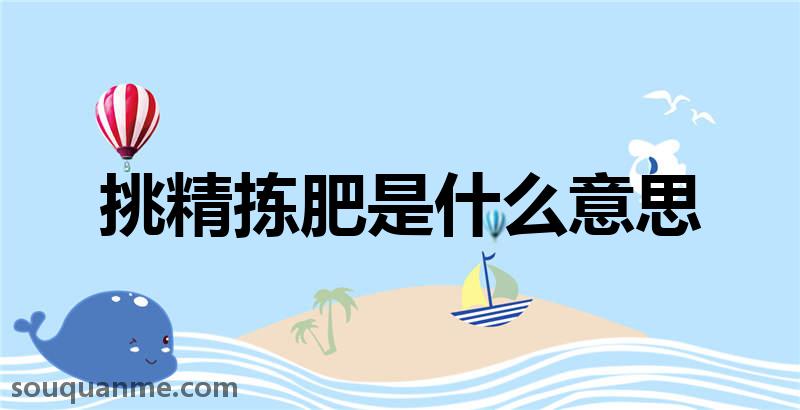 挑精拣肥是什么意思 挑精拣肥的拼音 挑精拣肥的成语解释